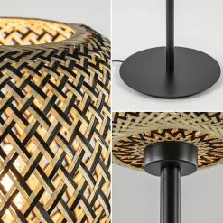 Straluma Mat zwarte vloerlamp met bamboe kap><noscript><img width=