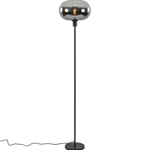 Straluma Mat zwarte vloerlamp met smoke glas gradient> Vloerlampen|Luxe Verlichting