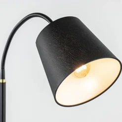 Straluma Mat zwarte vloerlamp met goud en kunststof kap> Vloerlampen|Landelijke Verlichting