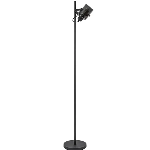Straluma Mat zwarte vloerlamp met smoke/titanium glas> Vloerlampen|Industriële Verlichting