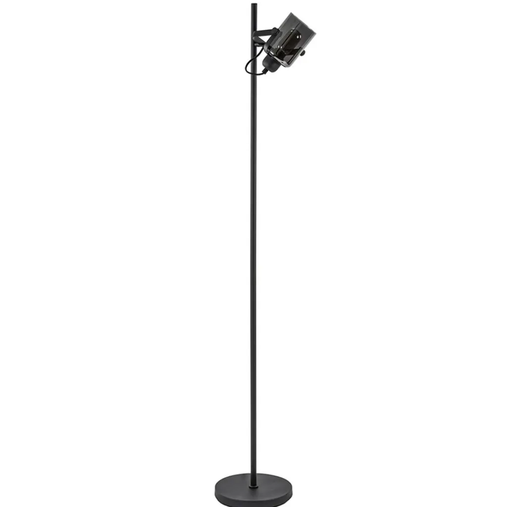 Straluma Mat zwarte vloerlamp met smoke/titanium glas> Vloerlampen|Industriële Verlichting