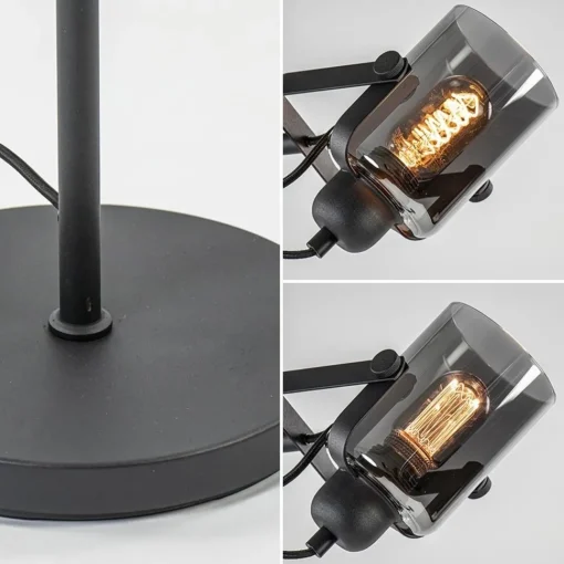Straluma Mat zwarte vloerlamp met smoke/titanium glas> Vloerlampen|Industriële Verlichting