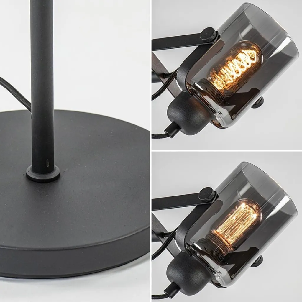 Straluma Mat zwarte vloerlamp met smoke/titanium glas> Vloerlampen|Industriële Verlichting
