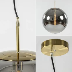 Straluma Medina hanglamp bol XL smoke glas met brons></noscript> Light and Living|Eetkamerverlichting