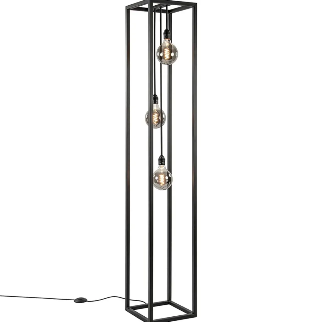 Straluma Metalen design vloerlamp zwart frame rechthoek> Vloerlampen|Design Verlichting