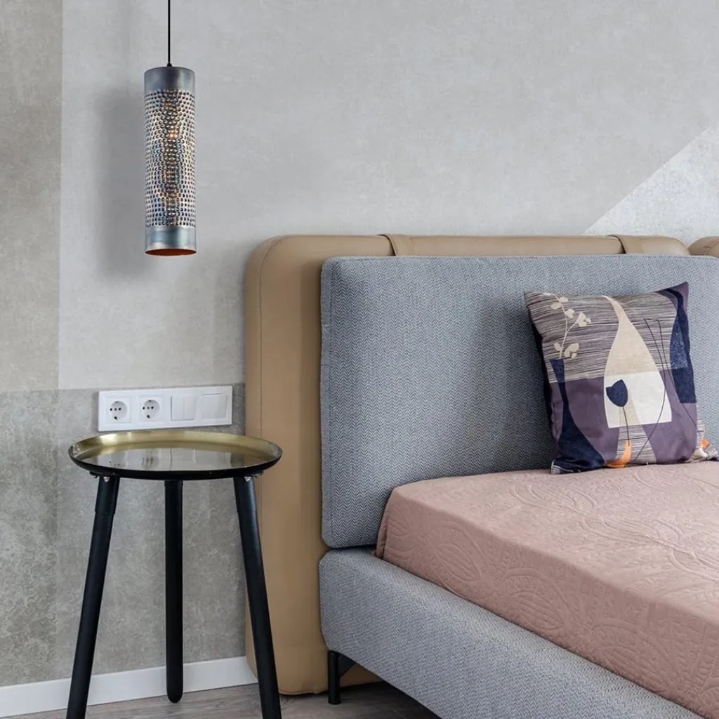 Straluma Metalen hanglamp cilinder bruin gevlamd> Nachtkastlampen|Halverlichting