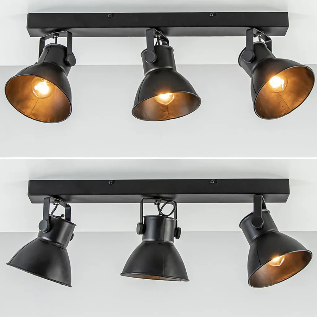 Straluma Metalen 3-lichts plafondlamp ELiano mat zwart> Light and Living|Keukenverlichting