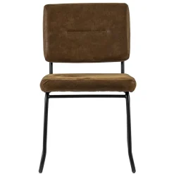 Straluma Micro lederen eetkamerstoel camel met zwart frame> Eetkamerstoelen