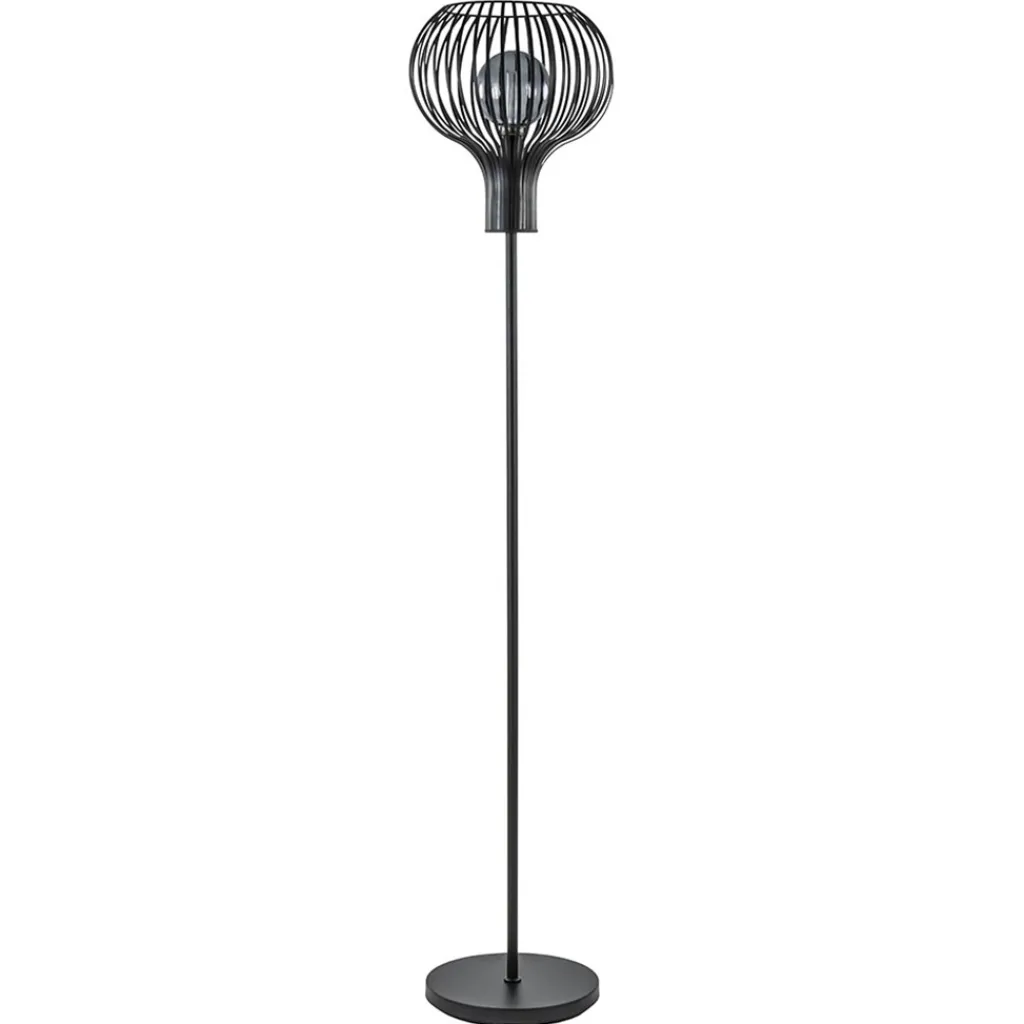 Straluma Modern landelijke vloerlamp mat zwart met draadkap> Draadlampen|Woonkamerlampen