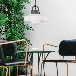 Straluma Moderne buitenlamp hang antraciet met wit IP65></noscript> Hanglampen|Buitenlampen