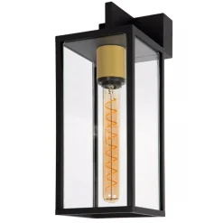 Straluma Moderne buitenlamp rechthoek zwart met goud IP54> Wandlampen|Buitenlampen