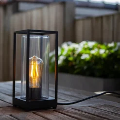 Straluma Moderne buitenlamp tafel zwart aluminium met helder glas><noscript><img width=