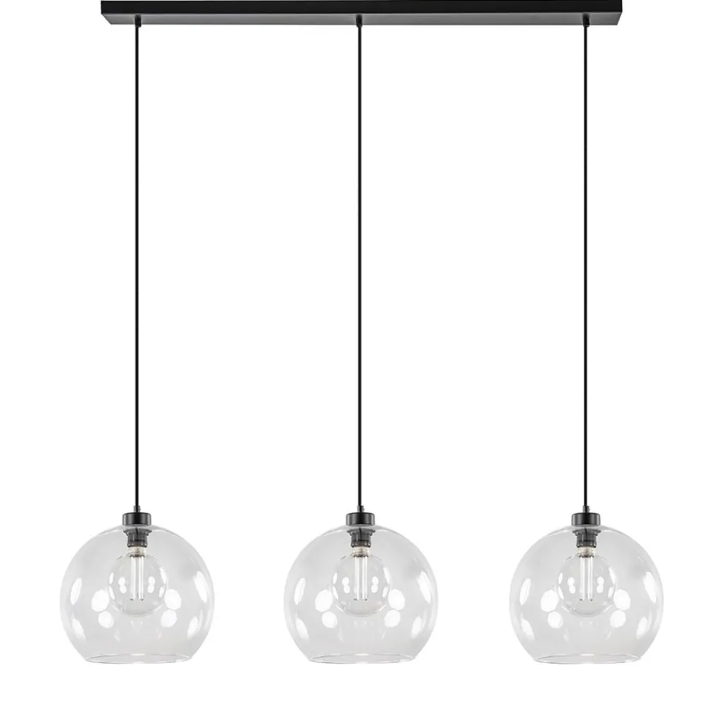 Straluma Moderne eettafelhanglamp zwart met helder glas> Eettafellampen|Pendel Lampen