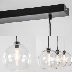 Straluma Moderne eettafelhanglamp zwart met helder glas><noscript><img width=