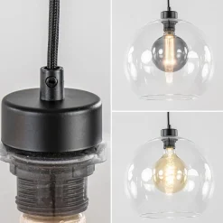 Straluma Moderne eettafelhanglamp zwart met helder glas><noscript><img width=