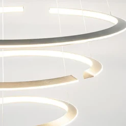 Straluma Moderne hanglamp rond met LED ringen nikkel><noscript><img width=