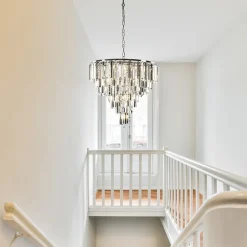 Straluma Moderne kroonluchter chroom met helder en smoke glas><noscript><img width=