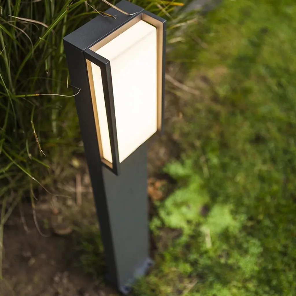 Straluma Moderne LED buitenpaal grijs rechthoek IP54> Buitenlampen