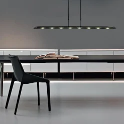Straluma Moderne LED hanglamp balk mat zwart met smoke glas></noscript> Hanglampen|Eettafellampen