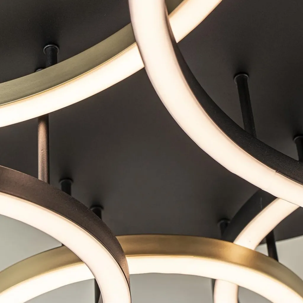 Straluma Moderne LED plafondlamp ringen zwart/goud dimbaar> Plafondlampen|LED Plafondlampen