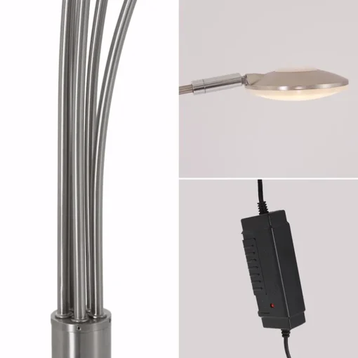 Straluma Moderne LED vloerlamp 5-lichts geborsteld staal dimbaar> Vloerlampen|Woonkamerlampen