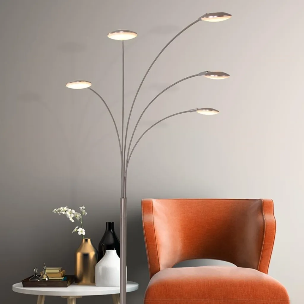 Straluma Moderne LED vloerlamp 5-lichts geborsteld staal dimbaar> Vloerlampen|Woonkamerlampen