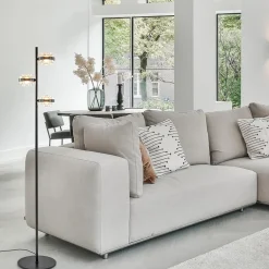 Straluma Moderne LED vloerlamp zwart/champagne dimbaar><noscript><img width=