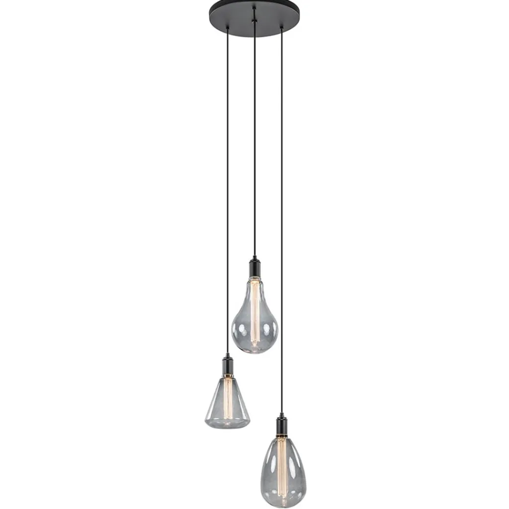 Straluma Moderne 3-lichts hanglamp zwart exclusief bronnen> Pendel Lampen|Woonkamerlampen