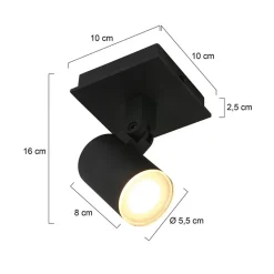 Straluma Moderne 1-lichts opbouw spot zwart inclusief LED><noscript><img width=