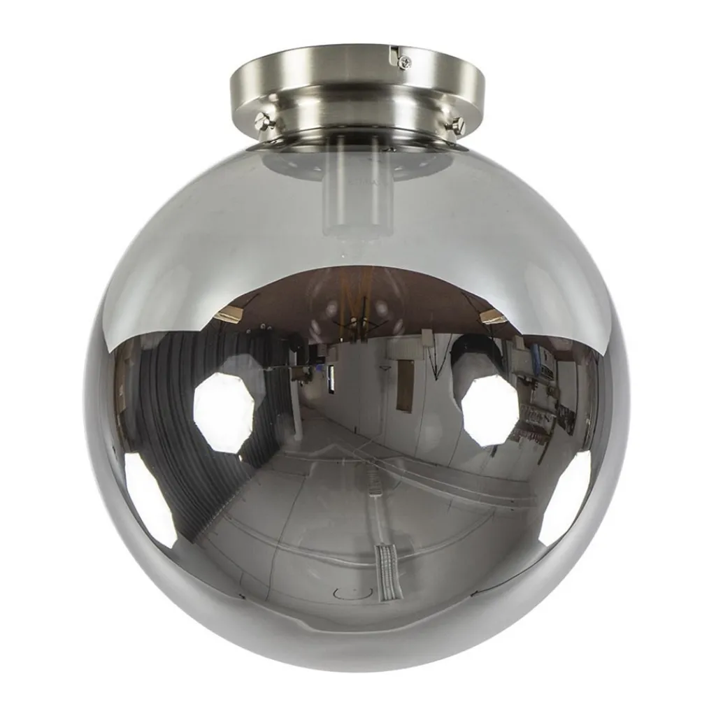 Straluma Moderne plafondlamp nikkel met smokey glas> Keukenverlichting|Halverlichting