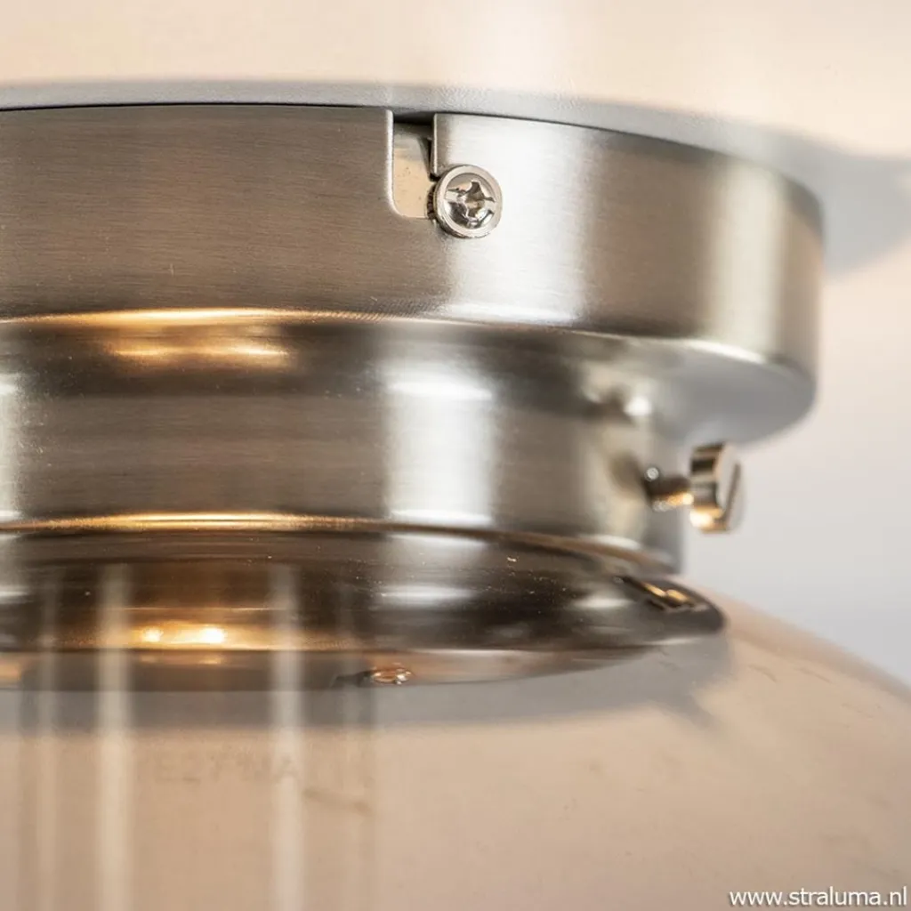 Straluma Moderne plafondlamp nikkel met smokey glas> Keukenverlichting|Halverlichting