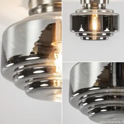 Straluma Moderne plafondlamp nikkel met smokey glas><noscript><img width=