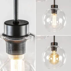 Straluma Moderne plafondlamp zwart met 20 cm helder glas><noscript><img width=