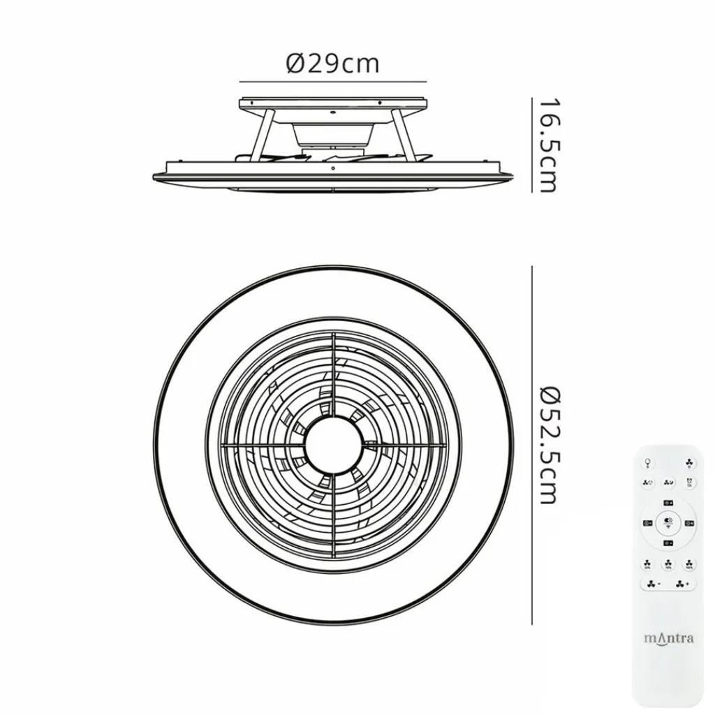 Straluma Moderne plafondventilator inclusief dimbaar LED klein> Plafondlampen|Plafondventilatoren met lamp