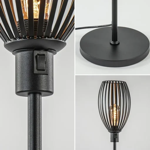 Straluma Moderne staande lamp met draad kap mat zwart> Draadlampen|Woonkamerlampen
