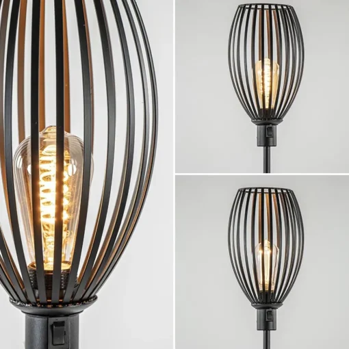 Straluma Moderne staande lamp met draad kap mat zwart> Draadlampen|Woonkamerlampen