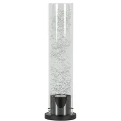 Straluma Moderne tafellamp cilinder helder glas met zwart en zilver> Slaapkamerlampen|Halverlichting