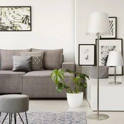 Straluma Moderne vloerlamp Calabro nikkel glas></noscript> Woonkamerlampen|Slaapkamerlampen