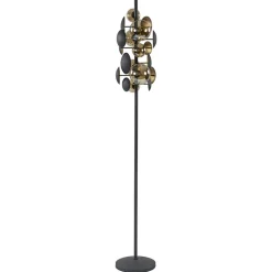 Straluma Moderne vloerlamp grijs/goud met amber glas></noscript> Vloerlampen
