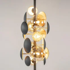 Straluma Moderne vloerlamp grijs/goud met amber glas><noscript><img width=