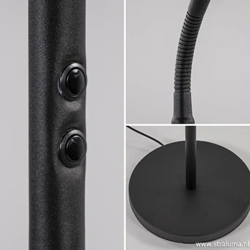 Straluma Moderne vloerlamp zwart met dimbaar LED> Vloerlampen|Leeslampen