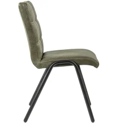 Straluma Olijf groene eettafelstoel leder met zwarte pootjes><noscript><img width=