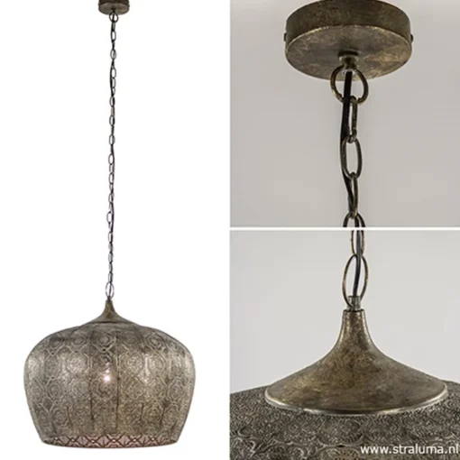 Straluma Oosterse hanglamp Emine bruin/goud metaal> Eettafellampen|Light and Living