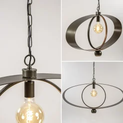 Straluma Ovale hanglamp brons metaal E27 + GU10></noscript> Hanglampen|Eettafellampen