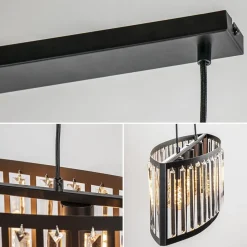 Straluma Ovale hanglamp mat zwart met facet geslepen glas><noscript><img width=