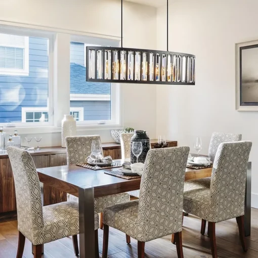 Straluma Ovale hanglamp mat zwart met facet geslepen glas> Eettafellampen|Keukenverlichting