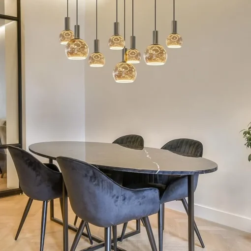 Straluma Ovale hanglamp platinum exclusief E27 lichtbronnen> Eettafellampen|Kantoorverlichting