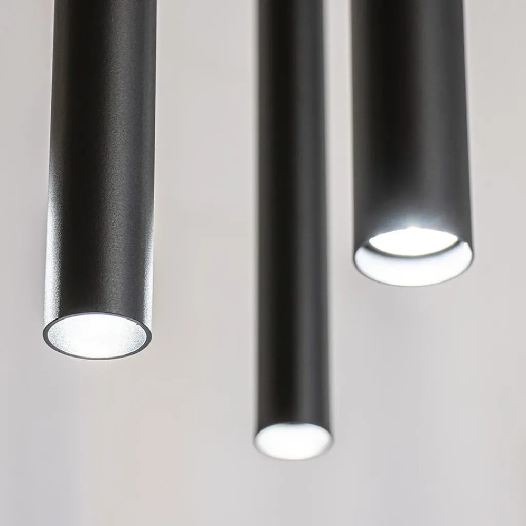 Straluma Ovale 8-lichts hanglamp tubes zwart metaal> Eettafellampen|Keukenverlichting