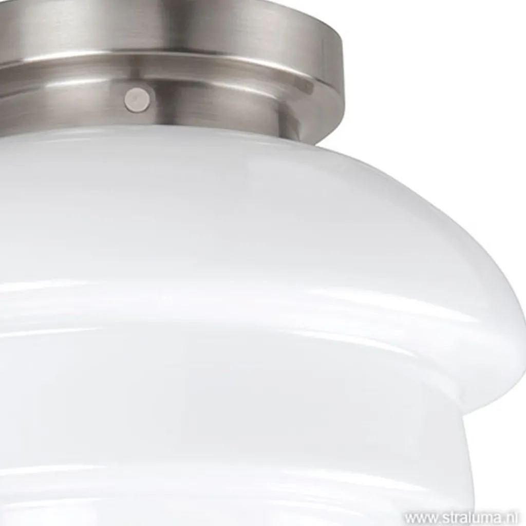 Straluma Plafondl. nikkel wit glas, keuken-hal> Plafonnières|Woonkamerlampen