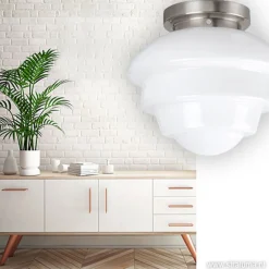 Straluma Plafondl. nikkel wit glas, keuken-hal><noscript><img width=